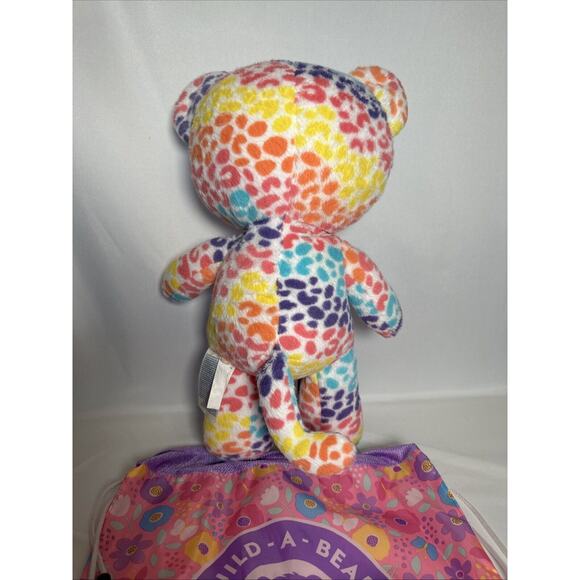 17" Build A Bear Rainbow Tie Dye Leopard Kitty Cat Plush Stuffed Toy With Bag - Picture 4 of 9